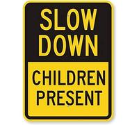 Biopracess Cartello stradale Slow Down Children Present M0034 Targa in metallo retrò vintage latta poster decorazione da parete 20,3 x 30,5 cm