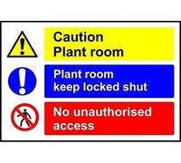 Biopracess Caution Plant Room Plant Room Keep Locked Shut No Unauthorised Access Cartello di sicurezza in alluminio 20,3 x 30,5 cm