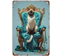 Biopracess Divertente targa in metallo con gatto siamese, retrò, vintage, in metallo, decorazione da parete, 20 x 30 cm