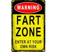 Biopracess Fart Zone Warning Enter At Your Own Risk In Metal Sign Retro Vintage Tin Sign Metal Poster Wall Art Decor 20,3 x 30,5 cm