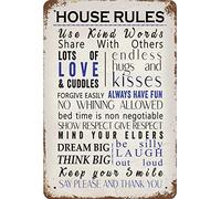 Biopracess House Rules Sign Family Rules Targa in metallo retrò vintage latta poster decorazione da parete 20,3 x 30,5 cm
