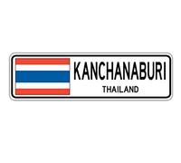 Biopracess New Road Sign Kanchanaburi Thailandia cartello stradale bandiera thailandese città paese cartello stradale 10,2 x 40,6 cm