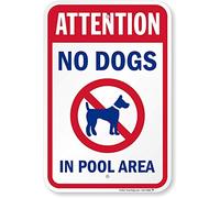 Biopracess New Sign Attenzione - No Dog in Pool Area Sign Targa in alluminio 20,3 x 30,5 cm