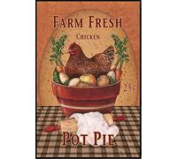 Biopracess Poster decorativo da parete in metallo con scritta "Farm Fresh Chicken Pot Pie", 20,3 x 30,5 cm