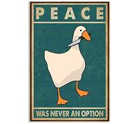Biopracess Poster retrò Peace Was Never An Option Duck per interni, decorazione per la casa, regalo, decorazione artistica da parete, poster in metallo, 20,3 x 30,5 cm