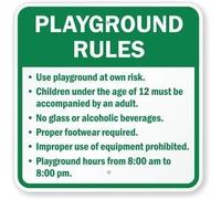 Biopracess Segnale di avvertimento per porta Playground Rules 80 mil metallo decorativo da giardino in metallo latta cartello quadrato 30,5 x 30,5 cm