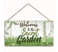 Biopracess Targa da appendere con scritta "Welcome To The Secret Garden" (30151138), in metallo, stile retrò, vintage, poster da parete, 20,3 x 30,5 cm