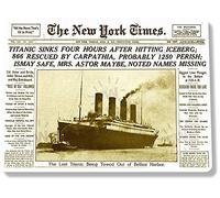 Biopracess Targa in latta B912 Titanic Headlines eventi storici giornale decorazione metallo targa in latta 19,8 x 30 cm