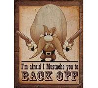 Biopracess Targa in metallo 20,3 x 30,5 cm Yosemite Sam - Back Off Retro Vintage Tin Sign