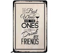Biopracess Targa in metallo con citazioni The Best Wines Are The Ones We Drink With Friends, targa in metallo retrò vintage, poster in metallo da parete, 20,3 x 30,5 cm
