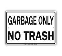Biopracess Targa in metallo con scritta "Garbage Only No Trash", divertente decorazione da parete, stile retrò, 20,3 x 30,5 cm