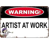 Biopracess Targa in metallo con scritta in lingua inglese "Artist At Work", in metallo, stile retrò, vintage, decorazione da parete, 20,3 x 30,5 cm