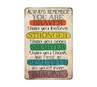 Biopracess Targa in metallo con scritta motivazionale positiva, Little Reminders, decorazione da parete, con scritta in lingua inglese "Remember You Are Beautiful", in metallo, stile retrò, vintage,