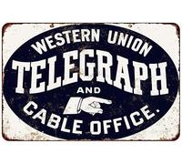 Biopracess Western Union Telegraph And Cable divertente targa in metallo retrò vintage metallo poster decorazione da parete 20,3 x 30,5 cm