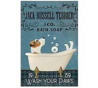 Bioprocess Bath Company - Targa in metallo con Jack Russell Terrier, poster decorativo da parete, 20 x 30 cm