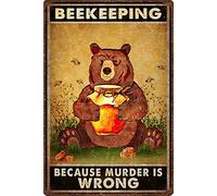 Bioprocess Beekeeping Because Murder Is Wrong Gift For Belovers Bewall Art Beart Print Vintage Look Tin Sign Bar Cafe Vintage Metal Sign Poster 20 x 30 cm