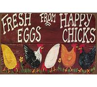Bioprocess Divertente cartello di pollo Coop Fluffy Hut Chicken Sign Large Rustico Country Sign Galline Galli Accessori per Coops Pollaio Decorazione Pollaio Pollaio Targa in Metallo Poster 20 x 30 cm