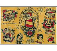 Bioprocess Flash By Johnny 2 Thirds Old School Nautical Tattoo Art Print Poster Home Decor Art Wall Decor Metal Sign 20,3 x 30,5 cm