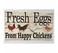 Bioprocess Fresh Eggs from Happy Chickens - Targa da parete o da appendere al pollaio, decorazione da parete in metallo, 20,3 x 30,5 cm