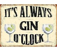 Bioprocess It'S Always Gin O'Clock Decorazione da parete cucina decorazione da parete poster cartello metallico 20 x 30 cm