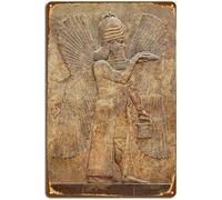 Bioprocess Metalassyrian Winged Genie/Apkallu Vintage Wall Art Decor Poster in metallo 20 x 30 cm