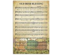 Bioprocess Musica Old Irish Blessing Home Bar Caffetteria Pub Bardecorative per la casa Garage Man Cave Room Age Vintage Look Tin Sign Bar Cafe Vintage Metal Sign Poster 20 x 30 cm
