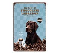 Bioprocess New York Chocolate Labrador - Targa in metallo vintage con scritta in lingua inglese "Labrador", 20 x 30 cm
