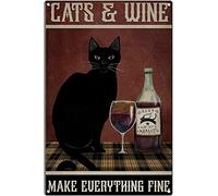 Bioprocess Poster Con Gatto Che Beve Vino | Decorazione Artistica Da Parete in Metallo | 20 x 30 cm