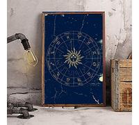 Bioprocess Poster con ruota dello zodiaco, grafico delle costellazioni, mappa astrologica astrale, 12 segni zodiacali, oroscopo, regalo per casa, camera da letto, decorazione da parete, poster in