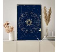 Bioprocess Poster con ruota dello zodiaco, grafico delle costellazioni, mappa astrologica, segno zodiacale, segno zodiacale, oroscopo, regalo, decorazione da parete, poster in metallo, 20 x 30 cm