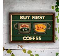 Bioprocess Poster divertente con scritta in lingua inglese But First Coffee Central Caf¨¦ Perk Luke's, decorazione da parete per soggiorno, caffetteria, bar, decorazione da parete, poster in metallo,