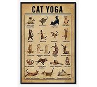 Bioprocess Poster vintage in metallo con scritta in inglese "Cat Yoga Poses" (20 x 30 cm)