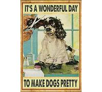 Bioprocess Poster vintage per toelettatura del cane, decorazione artistica da parete in metallo, 20 x 30 cm