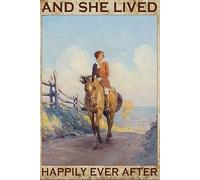 Bioprocess The Girl Riding Horse And She Lived Happy Ever After Vintage Targa in latta con scritta in inglese "The Girl Riding Horse And She Lived Happy Ever After", in metallo, 20 x 30