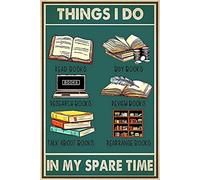 Bioprocess Things I Do in My Spare Time Library Poster di letteratura vintage decorazione per la casa poster decorazione poster da parete in latta decorazione poster in metallo 20 x 30 cm
