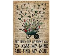 Bioputty and Into The Garden I Go to Lose My Mind Find Soul, 30,5 x 20,3 cm, poster vintage divertente, decorazione da parete, idea regalo, immagine retrò in metallo