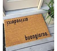 Bioputty Arrivederci Zerbino Buongiorno, Italiano Ciao Italiano, Tappeto di benvenuto Europeo per esterni, antiscivolo, lavabile, per casa, bagno, cucina, ingresso, 45,7 x 76,2 cm