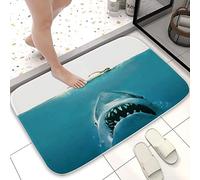Bioputty Tappetino da bagno con squalo spiaggia subacquea con mascelle nautiche per interni ed esterni, tappetino da bagno antiscivolo, tappetino da bagno, decorativo, tappeto per piccola area,