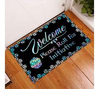 Bioputty Welcome Please Roll for Initiative - Zerbino da tavolo per interni, con retro in gomma antiscivolo, facile da pulire, per ingresso, portico, bagno, cucina, camera da letto, 45 x 76 cm