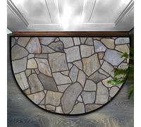 Bioputty Zerbino a mezzo cerchio in marmo con texture in pietra, antiscivolo, per esterni, ingresso di benvenuto, assorbente, lavabile, per interni ed esterni, tappeto a semicerchio, decorazione per