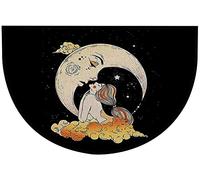 Bioputty Zerbino semicircolare a semicerchio, stile gotico, con luna e ragazza, per ingresso esterno, 40,6 x 61 cm, resistente all'usura, per ingresso, cucina, patio