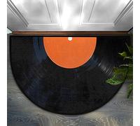 Bioputty Zerbino semicircolare con dischi in vinile e disco musicale, per interni e ingresso, antiscivolo, assorbente, 45 x 76 cm, resistente all'usura, per casa, cucina, patio