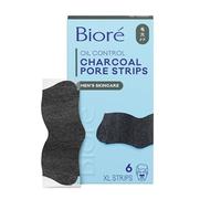 Bioré Men's Charcoal Blackhead Remover Pore Strips, Nose Strips for Instant Blackhead Removal on Oily Skin, with Natural Charcoal to Help Unclog Pores, 6 Count
