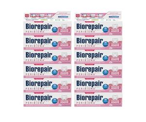 Biorepair, Dentifricio Protezione Gengive Peribioma, 12 Confezioni da 75 ml, Combatte e Previene Problemi Gengivali, con Probiotici, Acido Ialuronico Idratante, Senza Fluoro