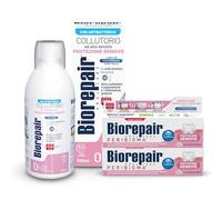 Biorepair, Kit Oral Care Protezione Gengive Peribioma, 2x75 ml e 500 ml | Dentifricio e Collutorio Alta Densità, Per la Protezione delle Gengive, Con MicroRepair e Probiotici