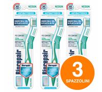 Biorepair, Spazzolino Denti Total Protection, Antibatterico, Clinicamente Testato, con Setole Medie, Forma Curva Brevettata, Inibisce la Crescita Batterica Fino al 90%, Rimuove Fino al 100% di Placca