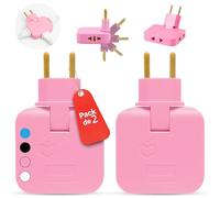 BIORYC Pack Ladron spine piatte | Spina piatta a parete extra piatta a 3 prese girevole a 180° | ladro spina | prese piatte dietro mobili | ladro spina | ladri per prese (Rosa_2)