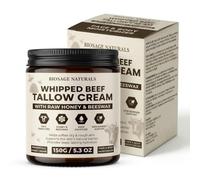 BIOSAGE NATURALS Beef Tallow Cream - Crema montata al sego di manzo con miele crudo e cera d'api - idratante naturale viso e corpo - nutre la pelle secca, supporta la barriera taglianea