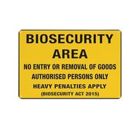 Biosecurity Area - Cartello di sicurezza con scritta "No Entry or Removal Of Goods" (lingua italiana non garantita), 30,5 x 20,3 cm, per casa, affari, vialetto di allarme
