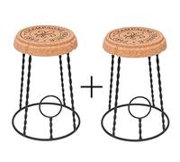 Biosughero - Coppia sgabelli Gabbietta, in Sughero e Metallo a Forma di gabbietta Champagne - Dimensioni: cm H45 Ø29 Ø35